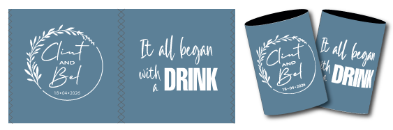 Belinda & Clint wedding stubby holders