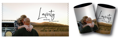 The Laverty's wedding stubby coolers