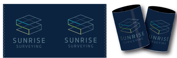 Sunrise Surveying promotional stubby holders